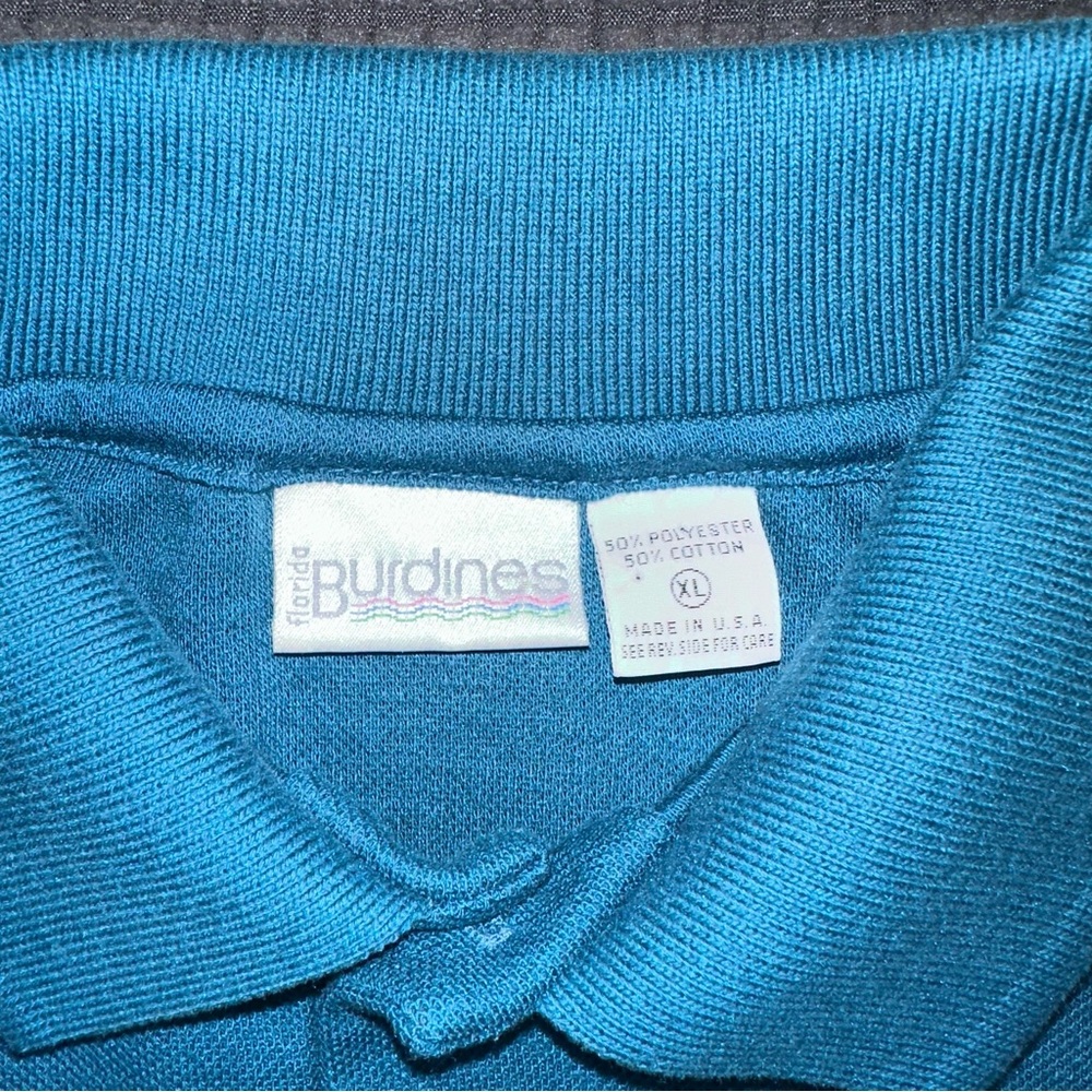 Vintage Burdines Florida Polo Shirt XL Teal Made in USA Pocket Golf Shirt - Picture 4 of 5